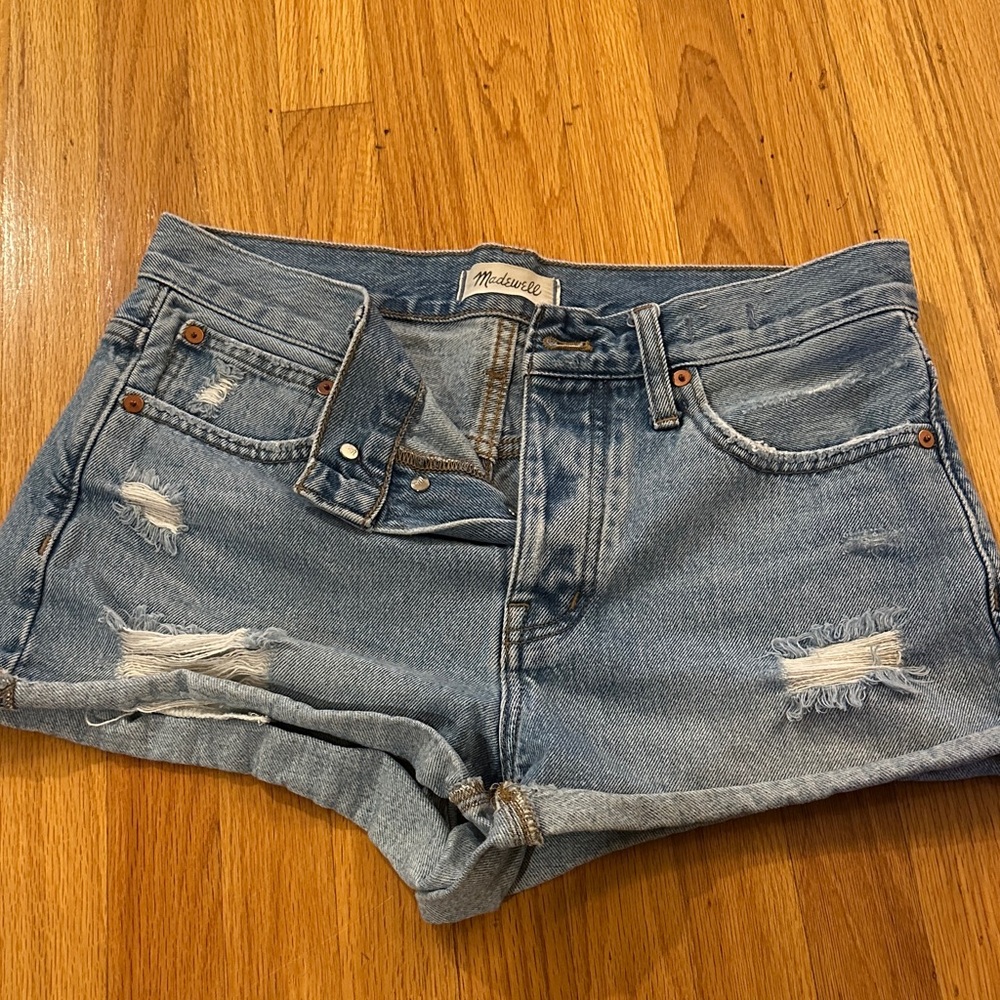 Madewell Light Blue Distressed Jean Shorts